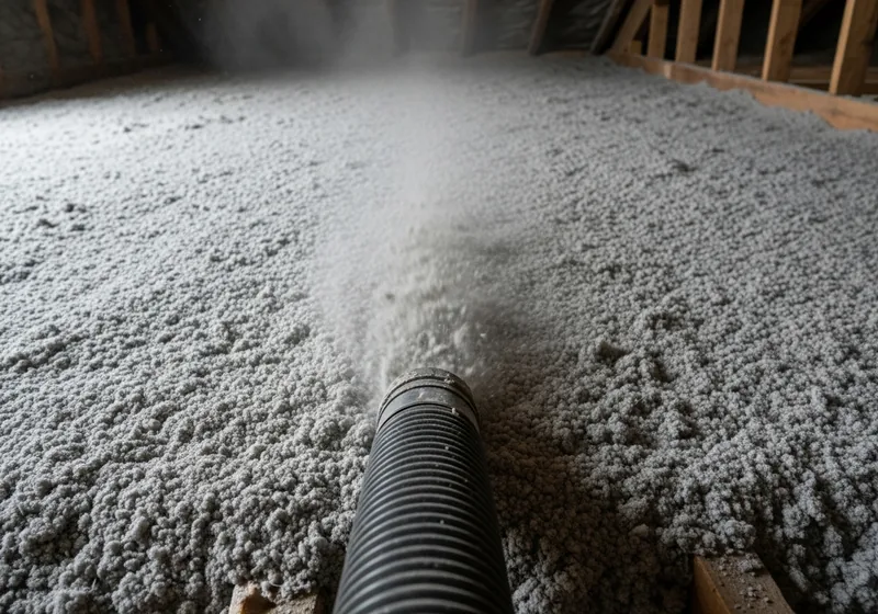 Soufflage de ouate de cellulose biosourcée dans les combles perdus d'une maison de Nantes